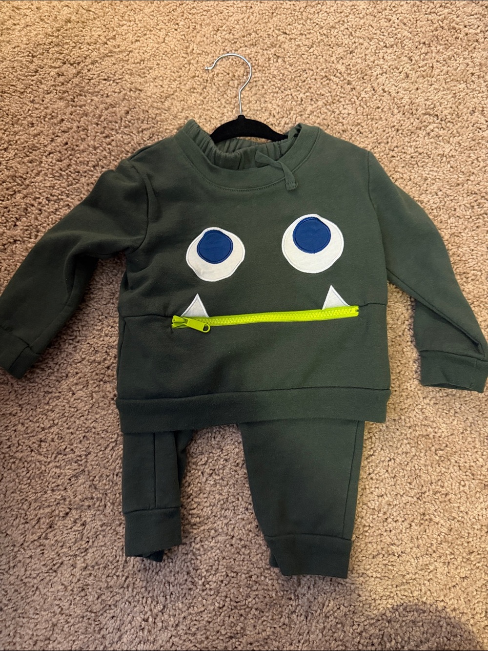 Koala Kids Olive Green Monster Zip Sweatshirt & Joggers